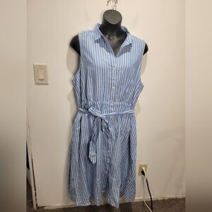 Pact Size XXXL Sunset Lightweight Organic Cotton Shirt Dress Blue/white
